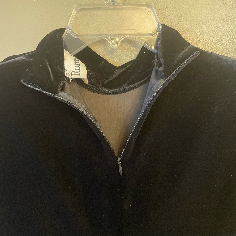 Ronni Nicole Dress Women Size 6 Black Crushed Velvet Long Maxi Short Sleeve - Picture 3 of 14